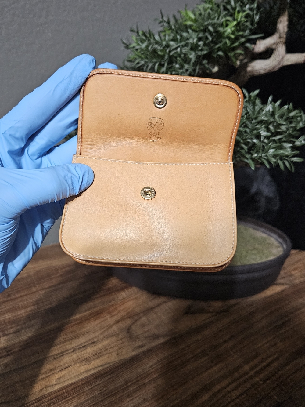 Authentic Gucci Vintage Leather Canvas Wallet - Picture 8 of 14